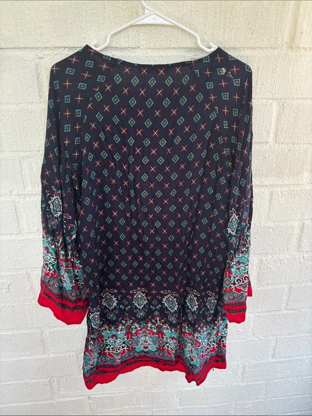 Risesun Cotton Navy Boho Printed Tunic Dress sz XL - Picture 6 of 7